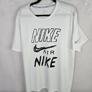 Nike Running Dri-FIT‎ Shirt Mens XL White Nike Air Graphic Tee Train Athletic